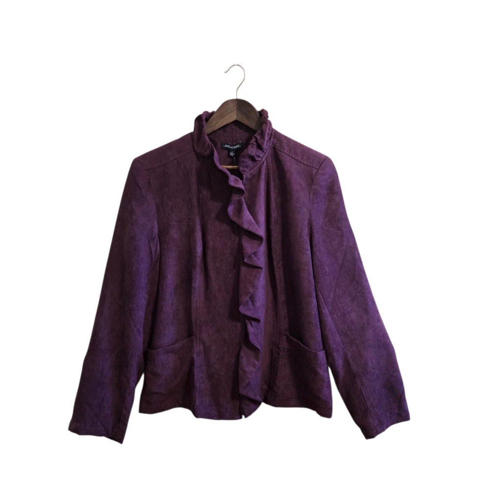 Notations Women's Elegant Purple Ruffle Blazer Size Large NWT